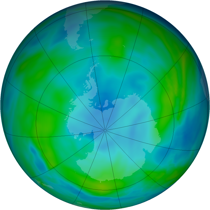 Antarctic ozone map for 03 June 2007